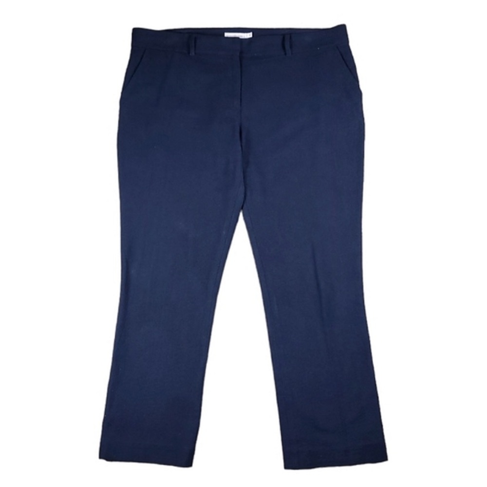 Tory Burch Navy Blue Cotton Crepe Mid-rise dress pant